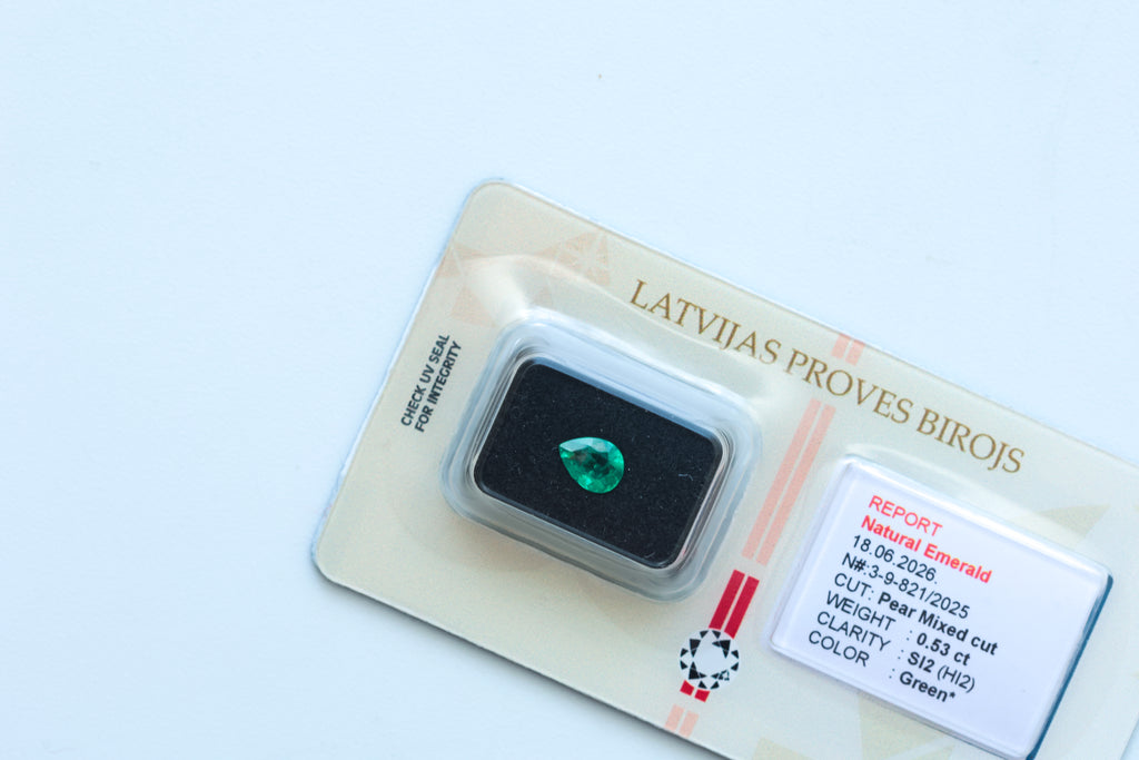 Natural Emerald Gemstone - Pear Mixed Cut - 0.53 Carat