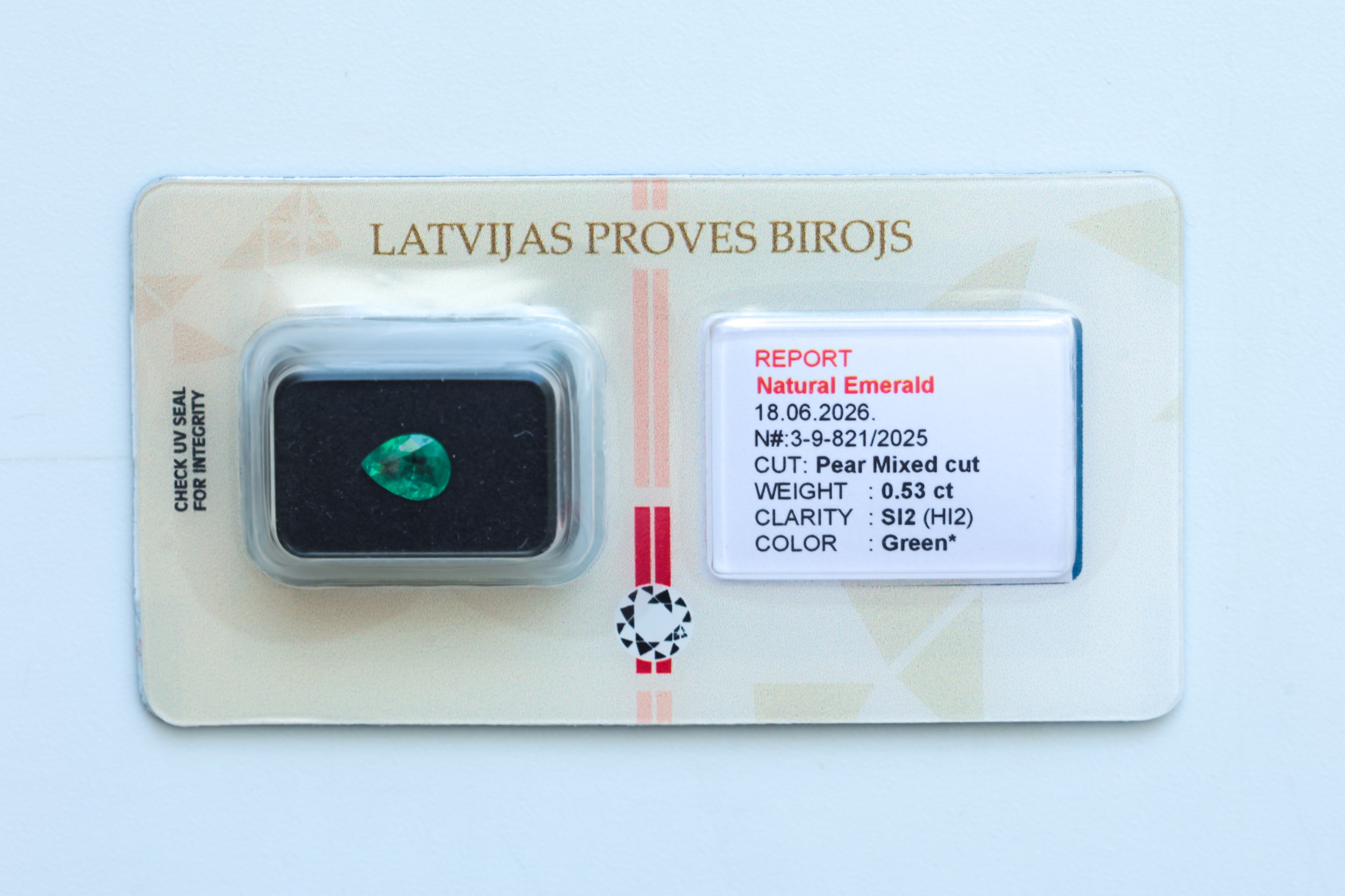 Natural Emerald Gemstone - Pear Mixed Cut - 0.53 Carat