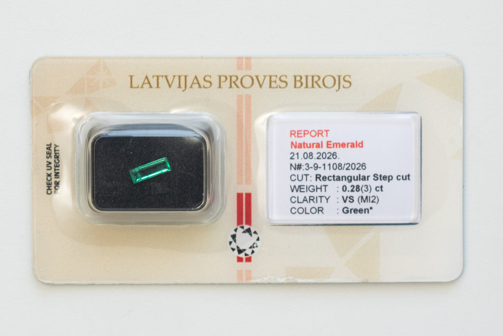 Certified 0.28 Carat Natural Emerald - Rectangular Step Cut