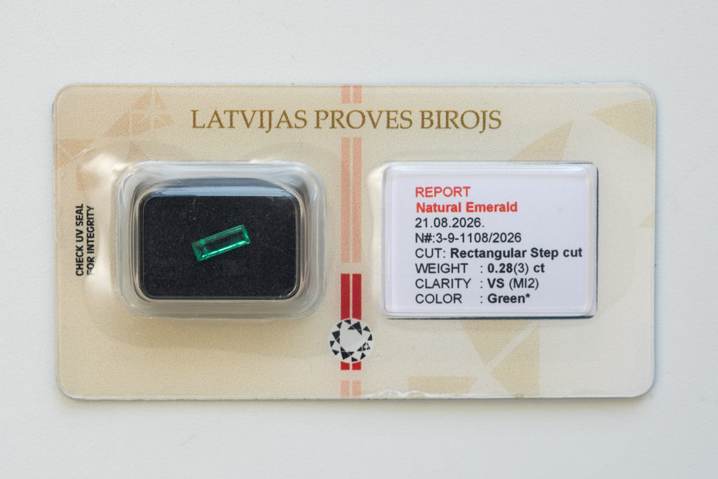 Certified 0.28 Carat Natural Emerald - Rectangular Step Cut