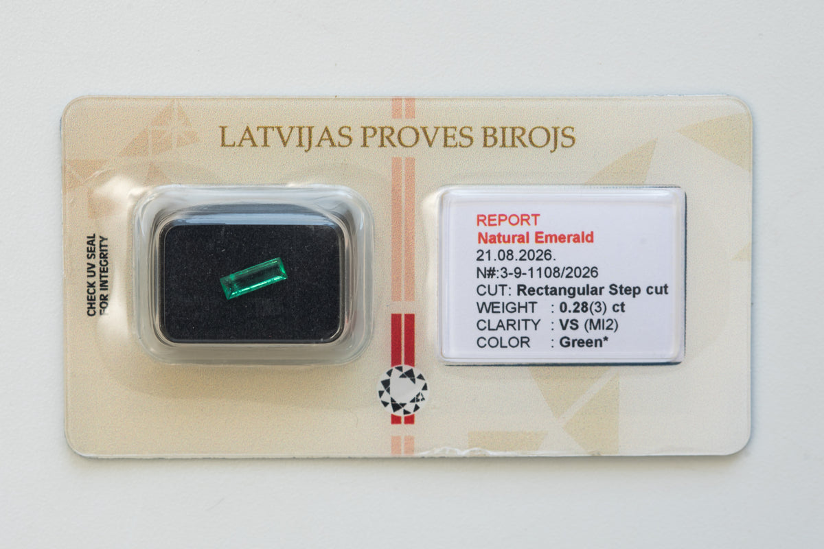 Certified 0.28 Carat Natural Emerald - Rectangular Step Cut