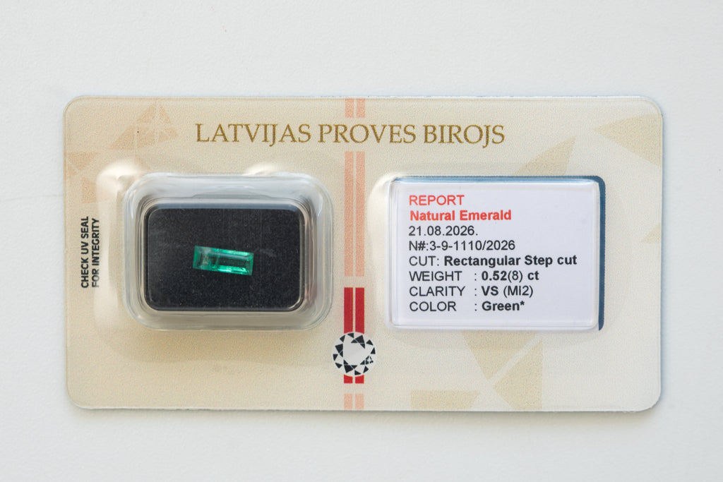 Certified 0.52 Carat Natural Emerald - Rectangular Step Cut
