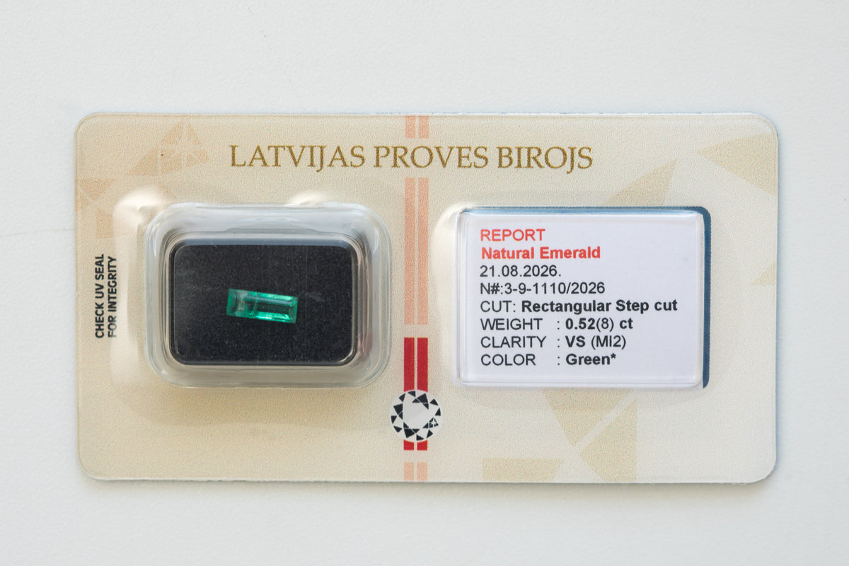 Certified 0.52 Carat Natural Emerald - Rectangular Step Cut