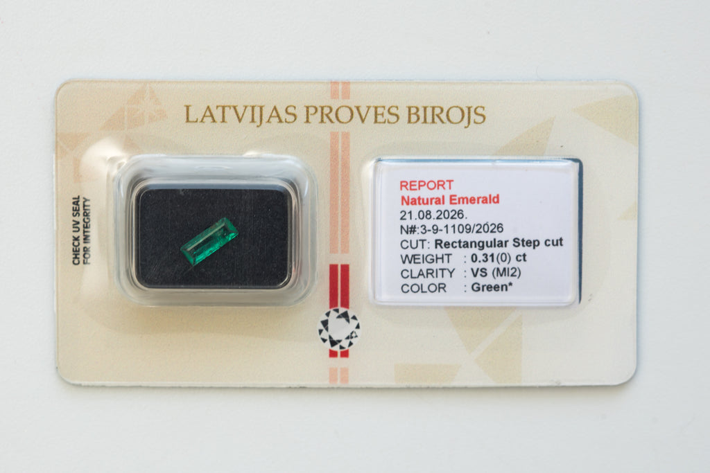 Certified 0.31 Carat Natural Emerald - Rectangular Step Cut