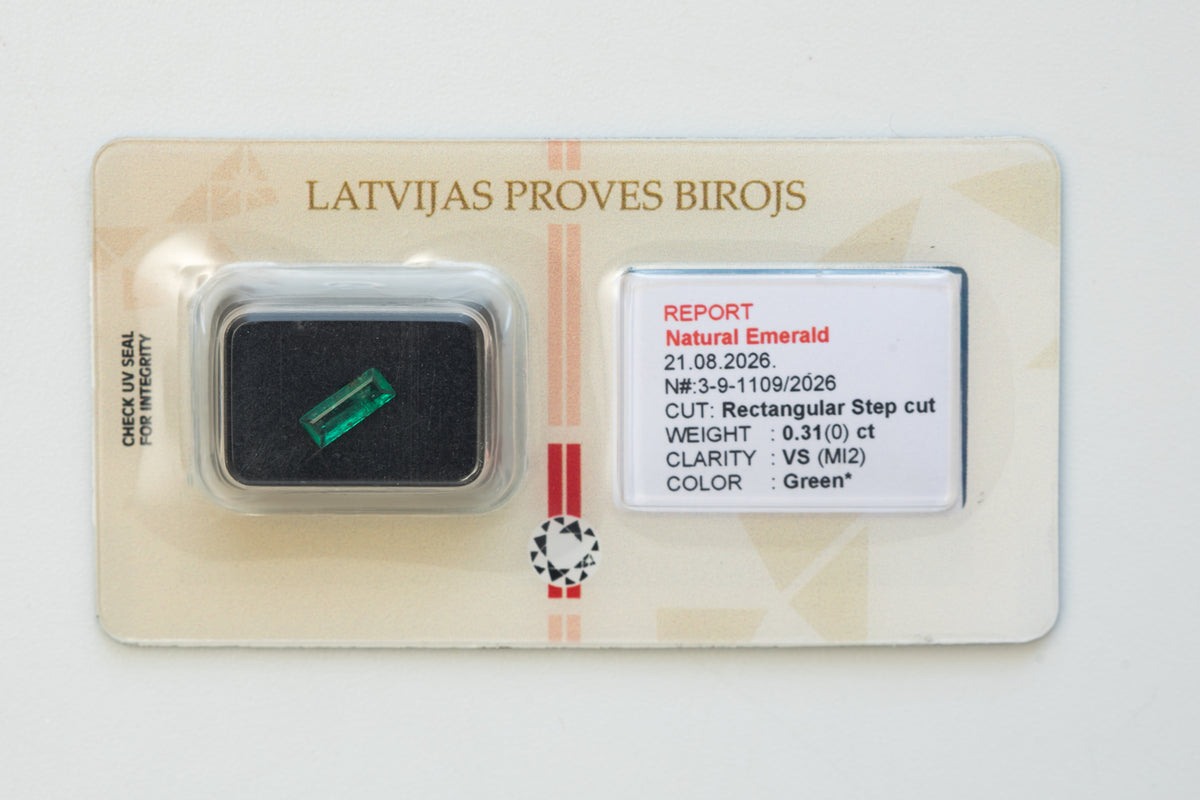 Certified 0.31 Carat Natural Emerald - Rectangular Step Cut