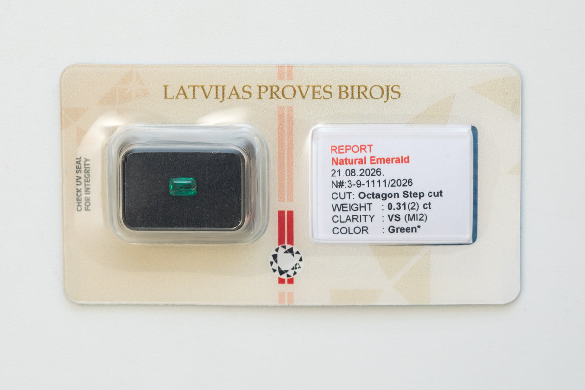 Certified 0.31 Carat Natural Emerald - Octagon Step Cut