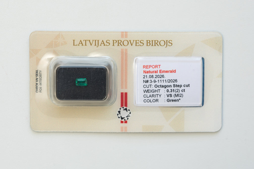 Certified 0.31 Carat Natural Emerald - Octagon Step Cut