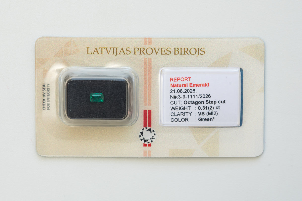 Certified 0.31 Carat Natural Emerald - Octagon Step Cut