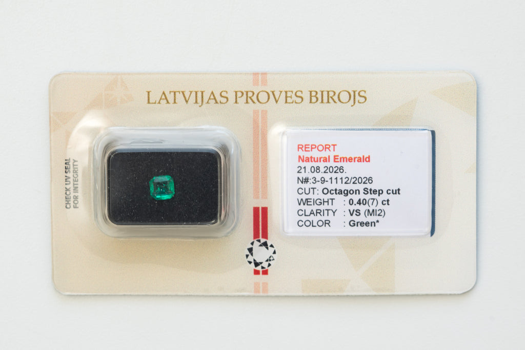 Certified 0.40 Carat Natural Emerald - Octagon Step Cut