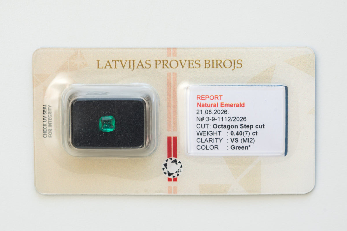 Certified 0.40 Carat Natural Emerald - Octagon Step Cut